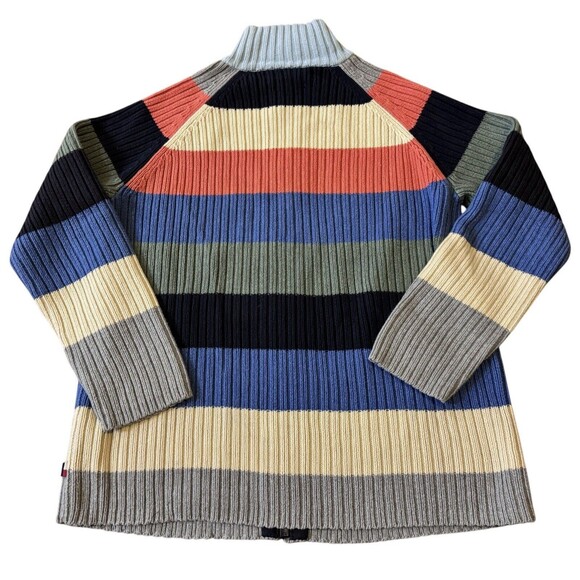 VTG Tommy Hilfiger Sweater full zip Women's M-L Rainbow striped Colorblock - Picture 2 of 9